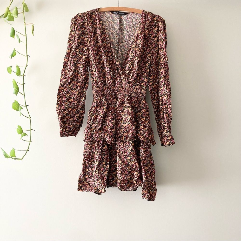Zara Burgundy Floral Mini Dress
